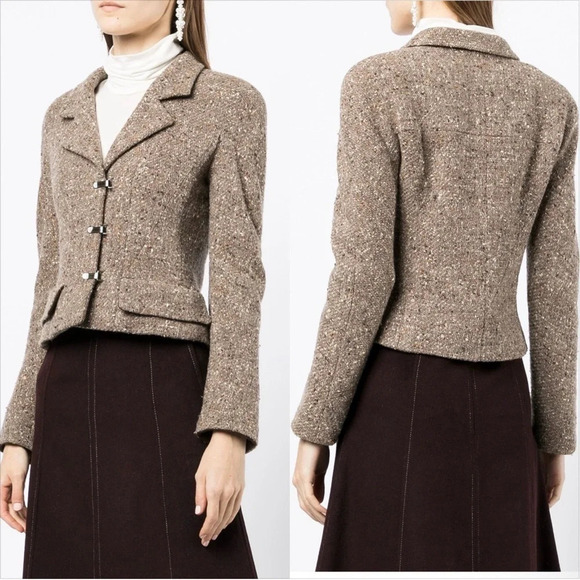 CHANEL Jackets & Blazers - Chanel Vintage Taupe Wool Blend Tweed Jacket SZ FR 40